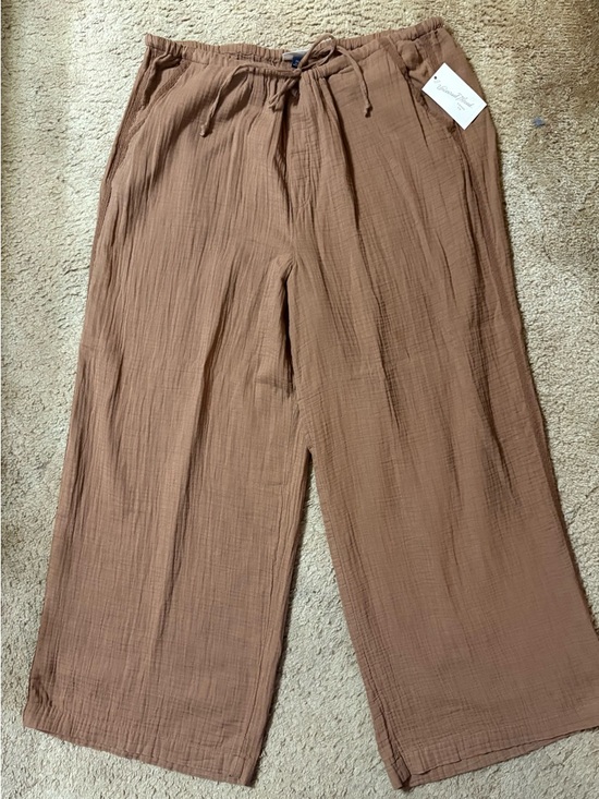 Universal Thread Pants - Universal Thread Pants NWT XXL Brown Gause Wide Leg Cropped Drawstring